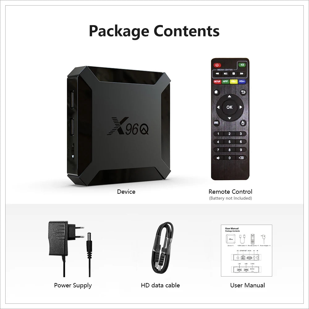 Smart TV Box X96Q Android 10.0 + Abo 12 Mois Atlas Pro Ontv